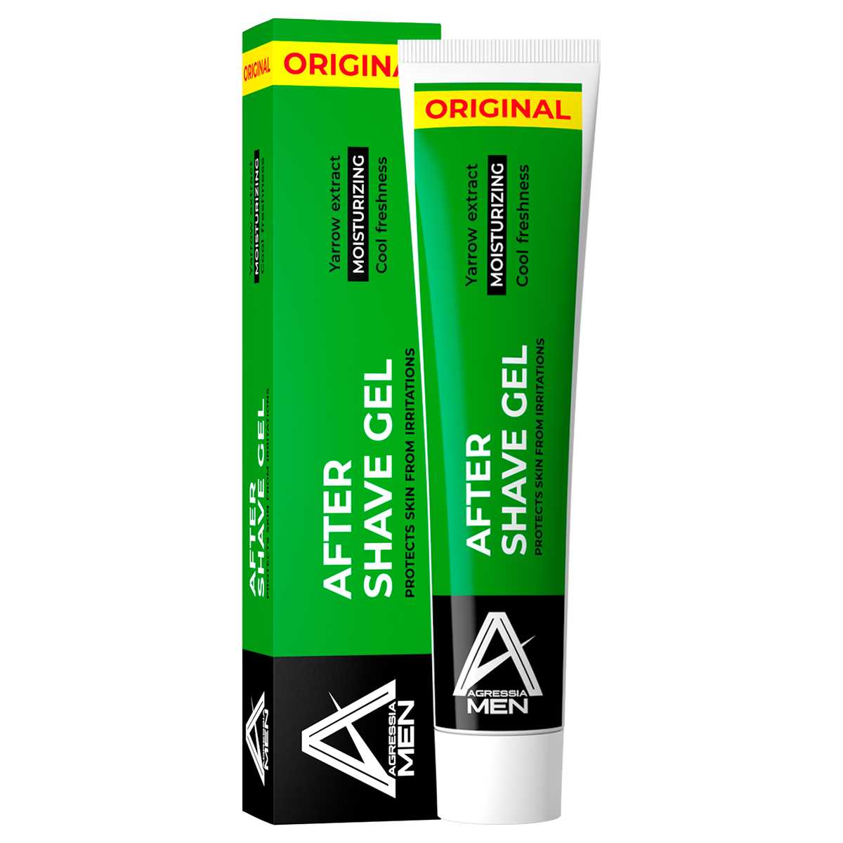 CMA044-AfterShaveGel-box-tube AGRESSIA AFTER SHAVE GEL COOL FRESHNESS 65 ML VERDE - imagine 1