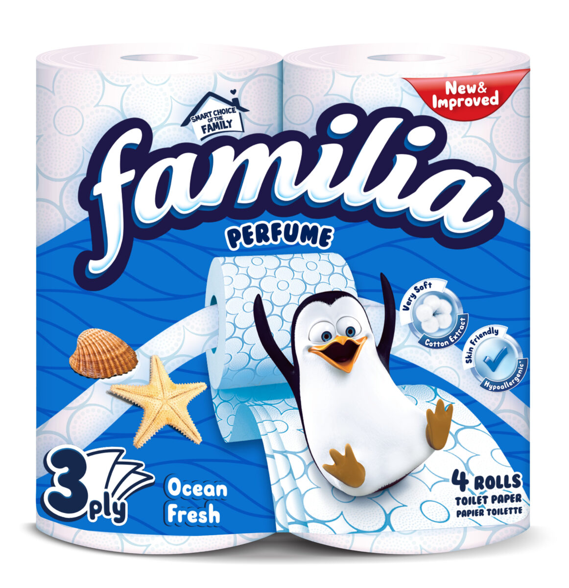FAMILIA-TP-Ocean-4ROLLS FAMILIA HARTIE IG.PARF 3 STR/4 ROLE OCEAN FRESH - imagine 1