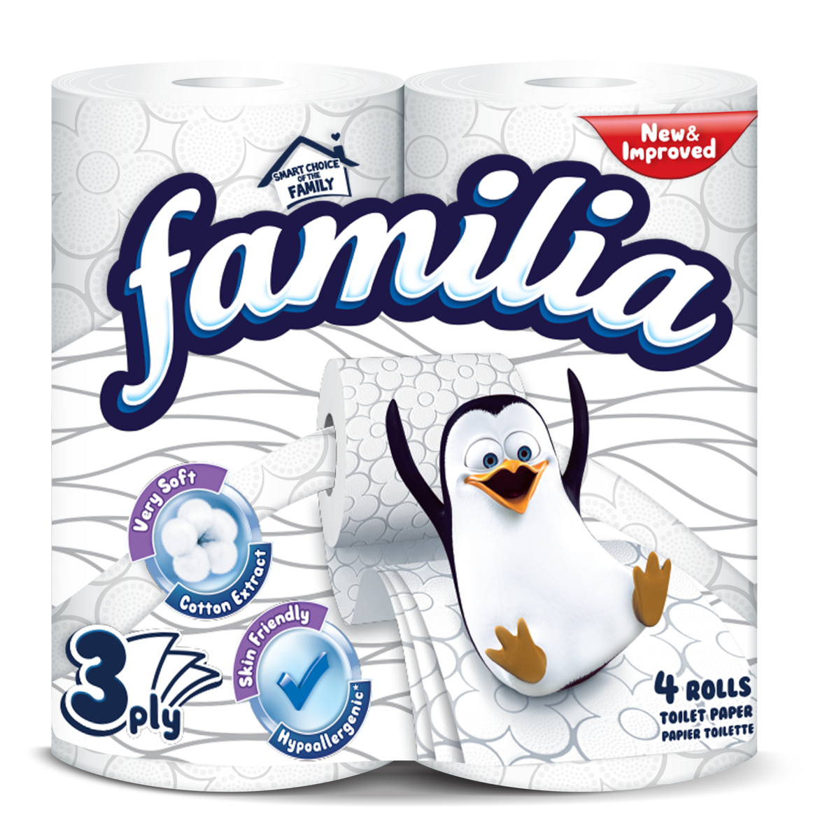 Familia-TP-white-4-roll FAMILIA HARTIE IG. NEP. 3 STR. 4 ROLE ALBA - imagine 1
