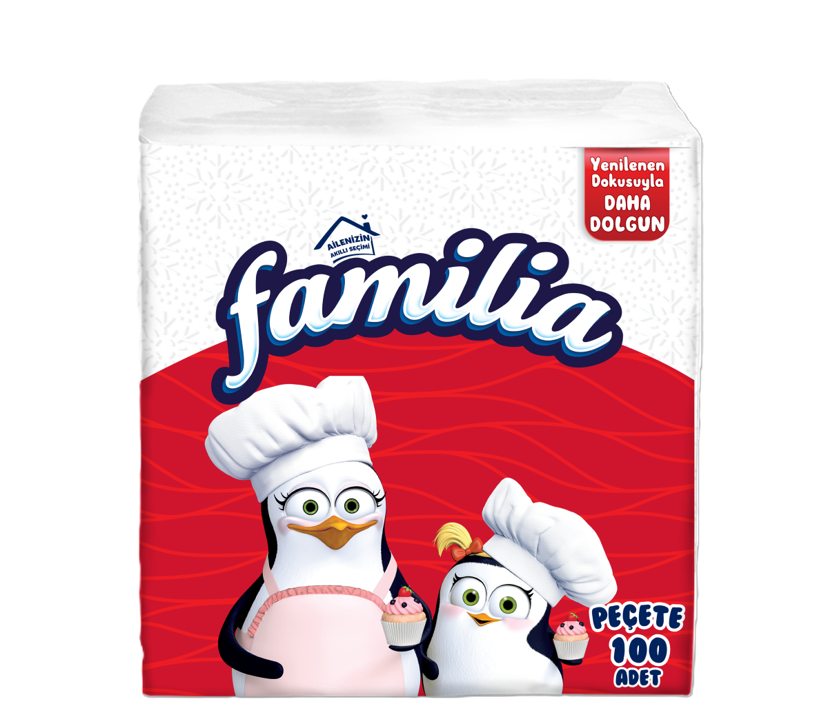 Familia-pecete-100lu-etiketsiz-3d FAMILIA SERV.MASA SIMPLE 1 STR. 100buc/pach.30X30cm - imagine 1